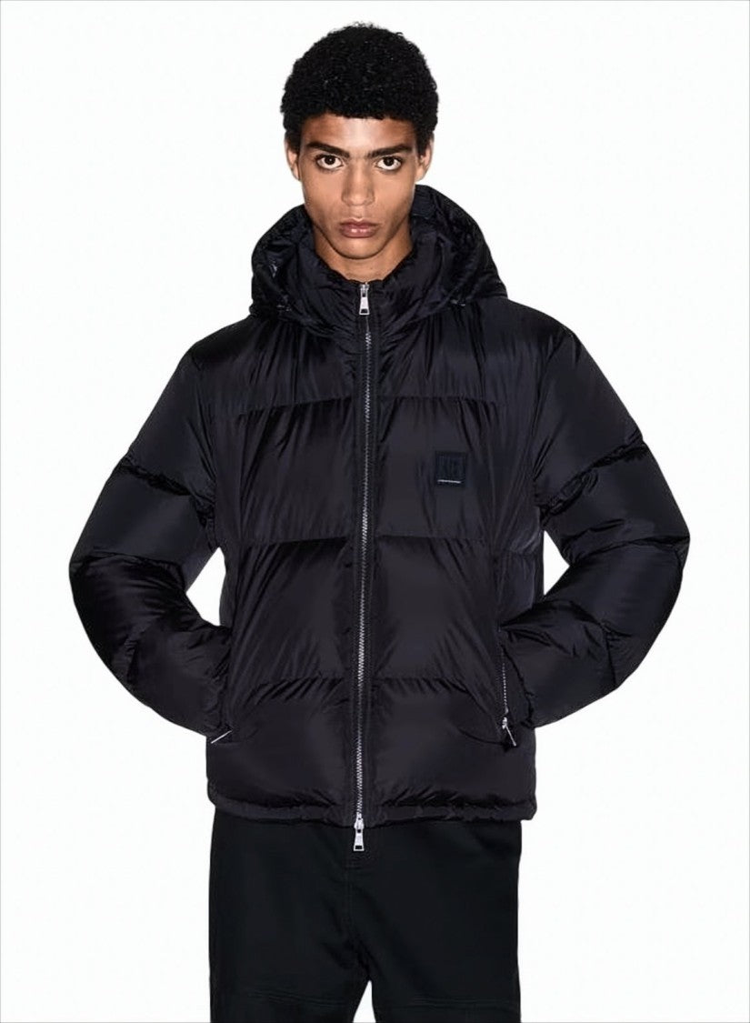 Armani Exchange Matte Quilted Padded Jacket With Adjustable Hood