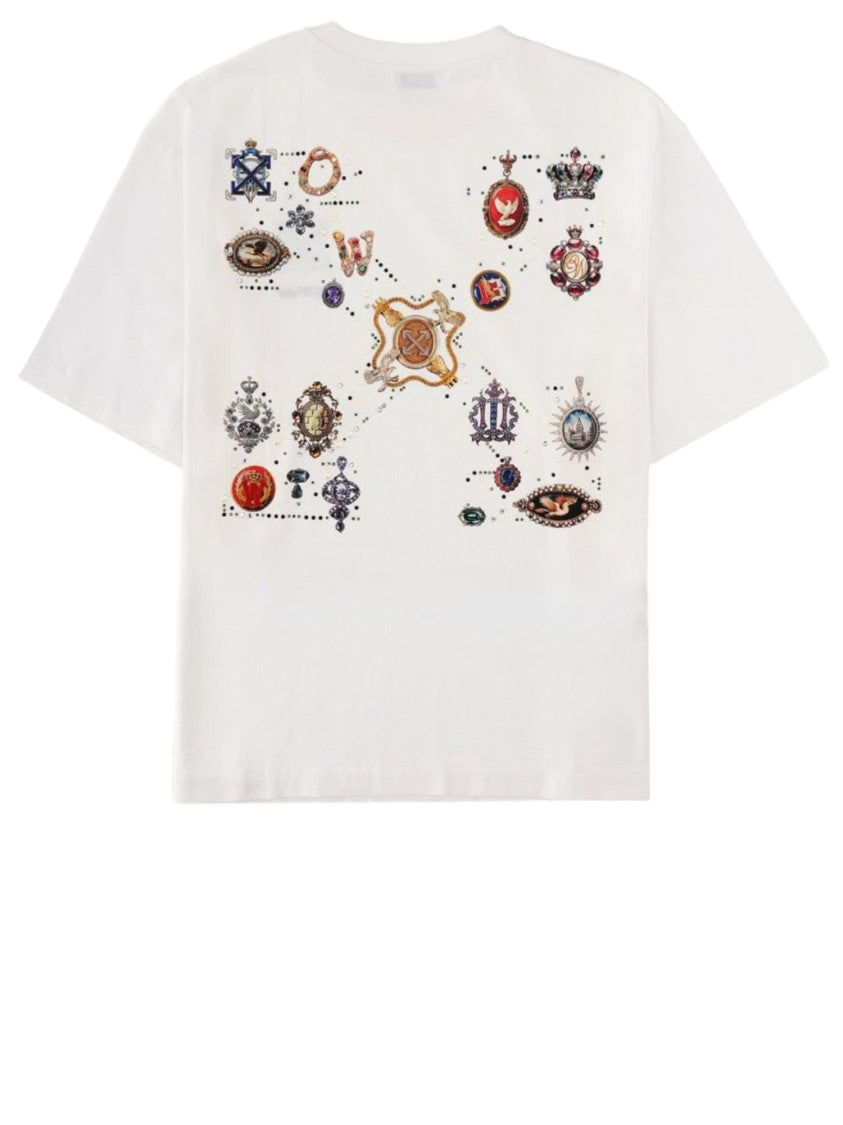 Off-White Contrast Logo Cotton T-Shirt With Jewel Arrow Detail