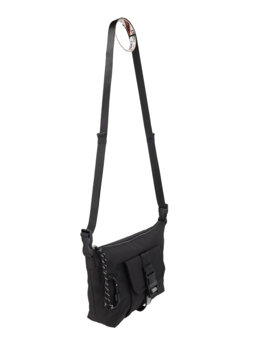 A.P.C. Rectangular Black Crossbody Bag With Adjustable Strap And Braided Detail