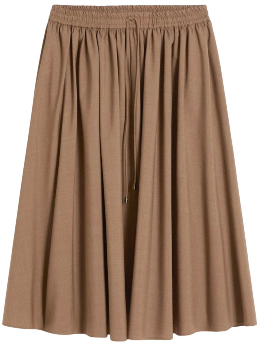 Max Mara Knee-Length Virgin Wool Skirt With Gathered Waistband