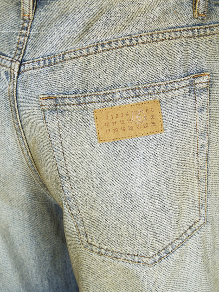 Mm6 By Maison Margiela Faded Vintage Wash Five Pocket Jeans