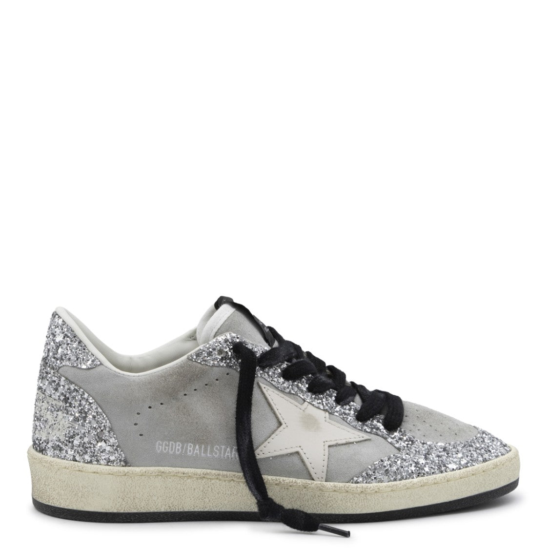 Golden Goose Grey Leather Sequins Inserts Sneakers