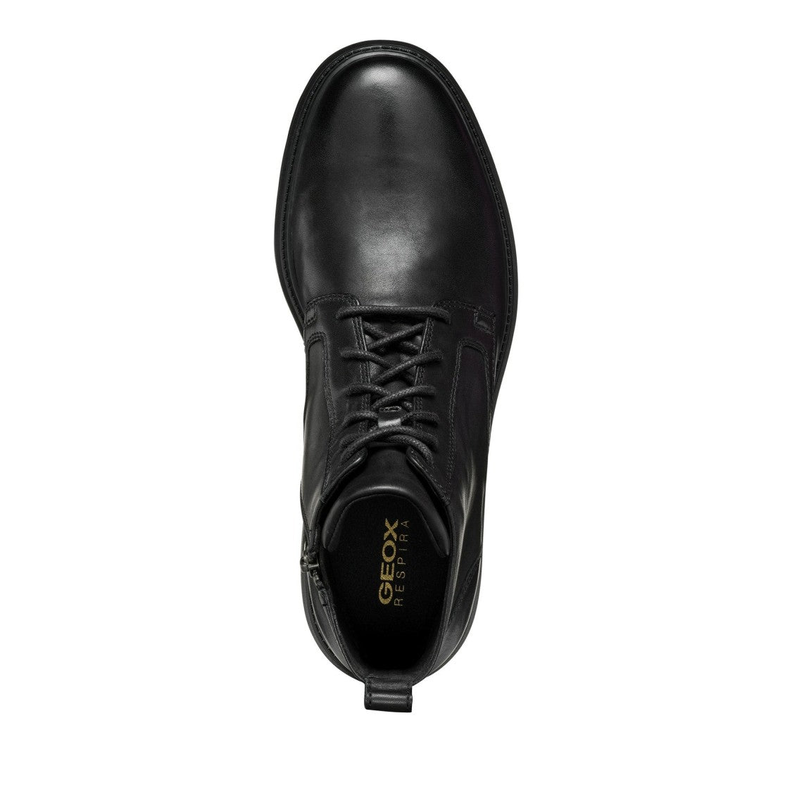 Geox Spherica Ec7 Black Smooth Leather Ankle Boots