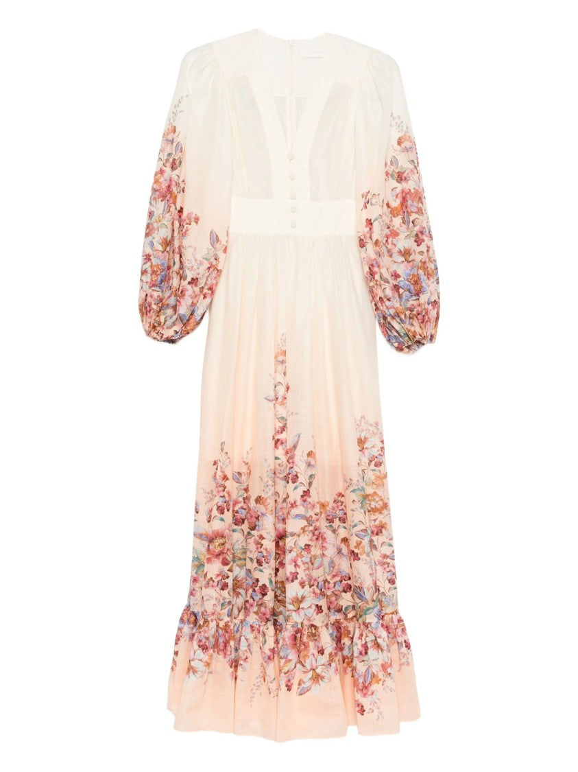 Zimmermann Ivory Cotton Floral Print Maxi Dress