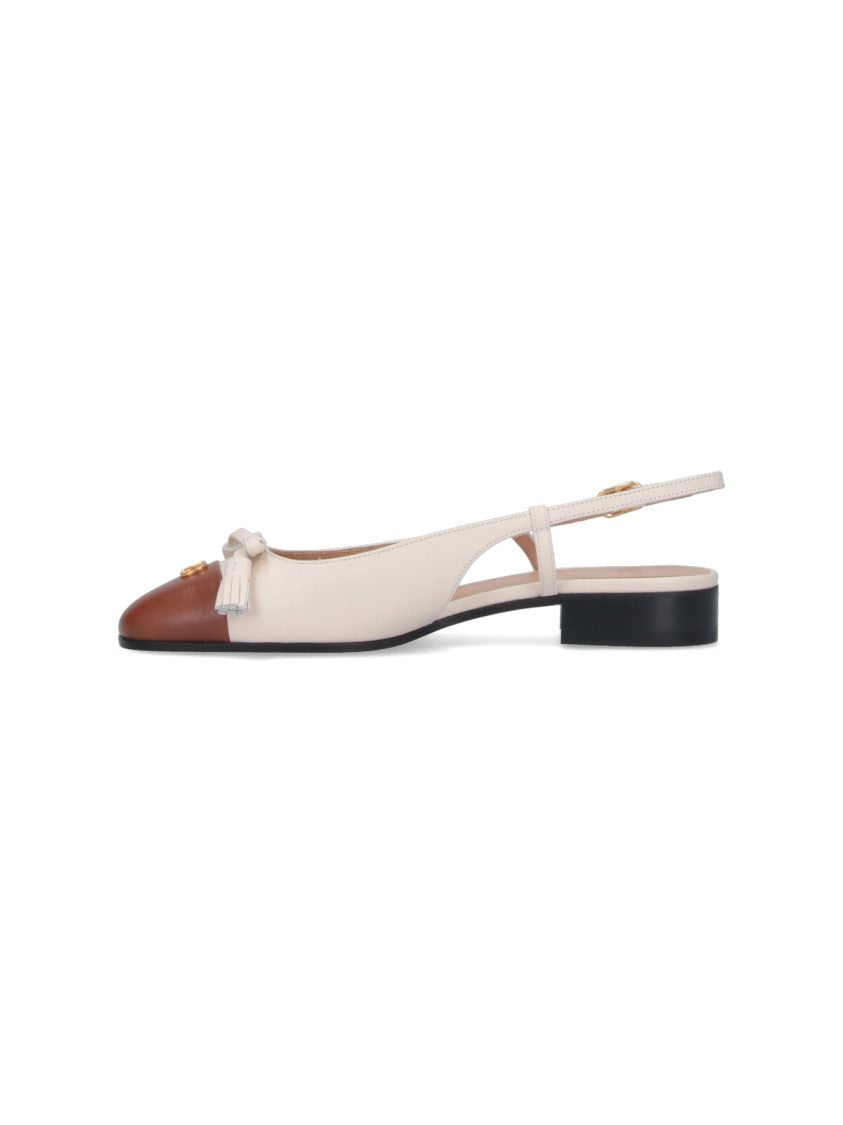 Valentino Garavani "Valet Du Roi" Slingback Ballerinas White