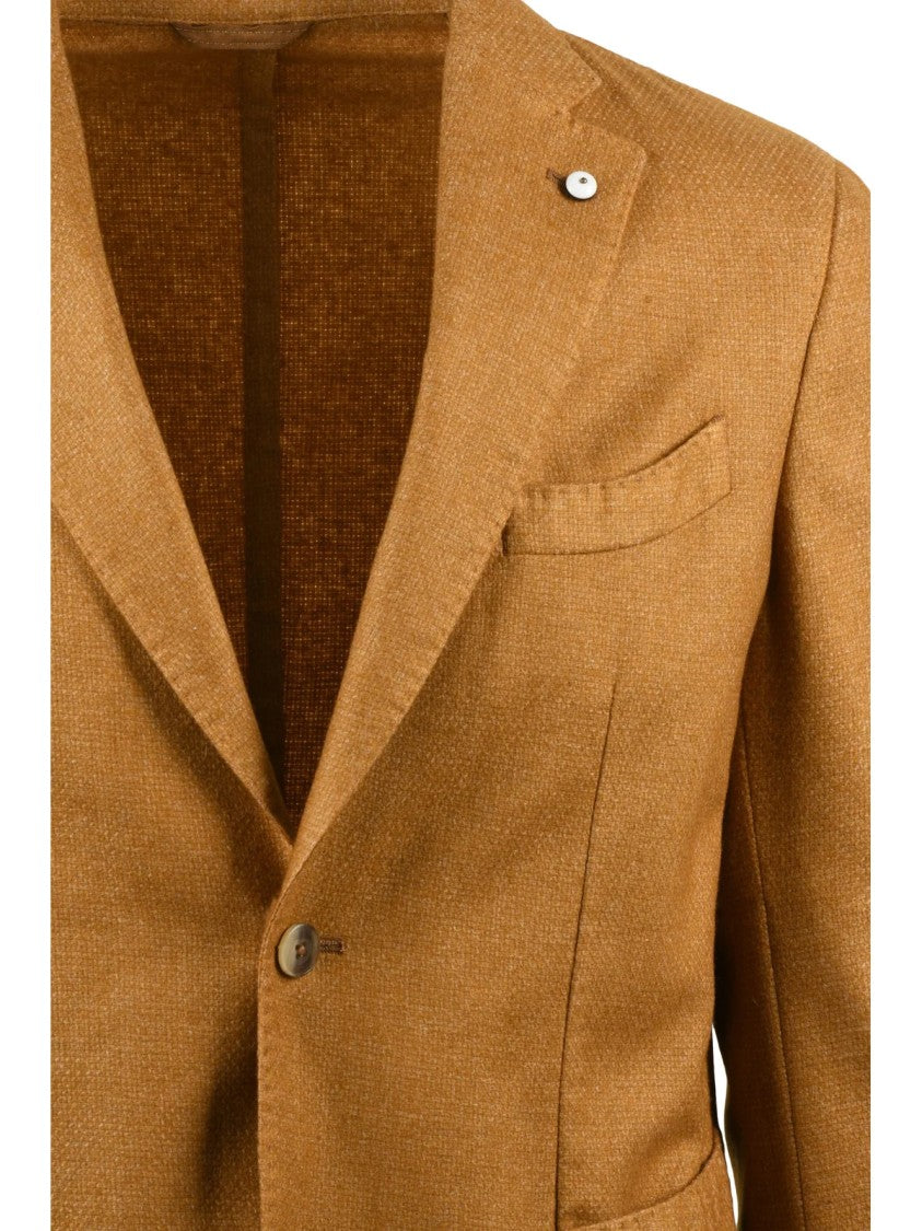 L.B.M. 1911 Textured Wool-Blend Rounded Jacket With Classic Button Closure