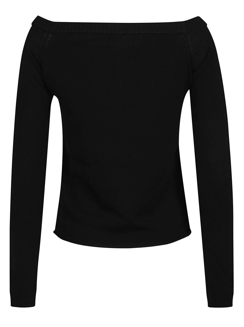 Iro Black Bulle Cropped Off-The-Shoulder Viscose-Blend Sweater