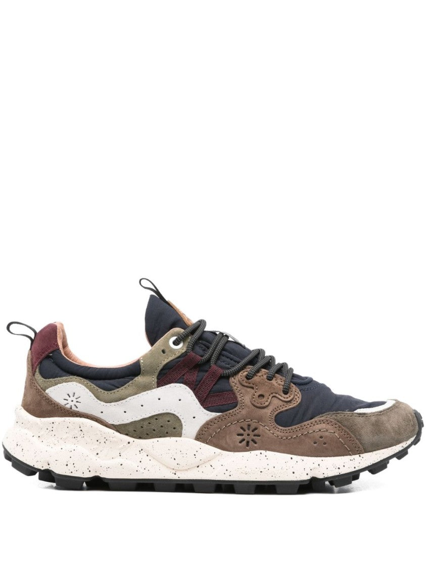 Flower Mountain Multi-Tone Calfskin Sneakers With Cushioned Interior