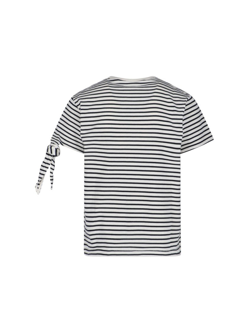 J. W. Anderson White Striped Knotted Sleeve Cotton T-Shirt