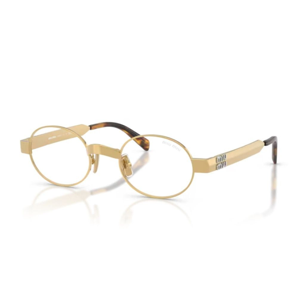Miu Miu Oval Frame Sunglasses In Satin Gold-Tone Metal