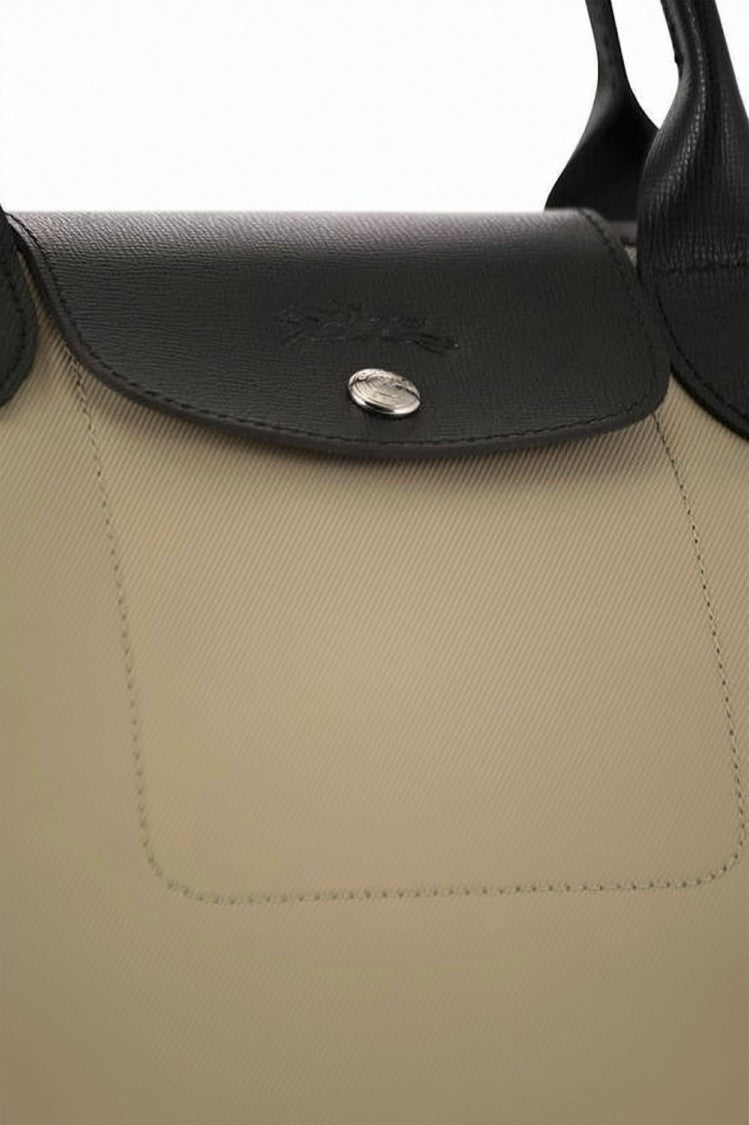 Longchamp Structured Beige Top-Handle Bag With Black Accents
