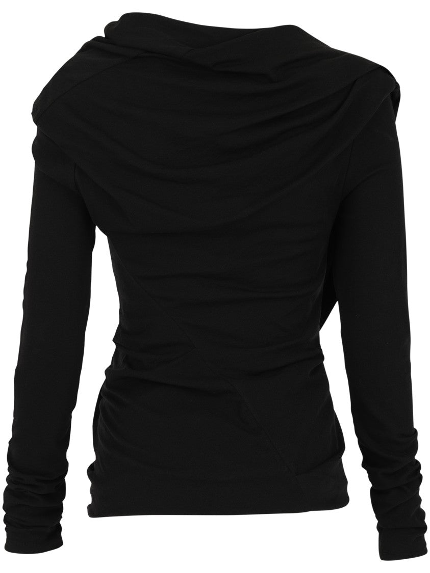 Entire Studios Twisted Draped Black Long-Sleeve Top