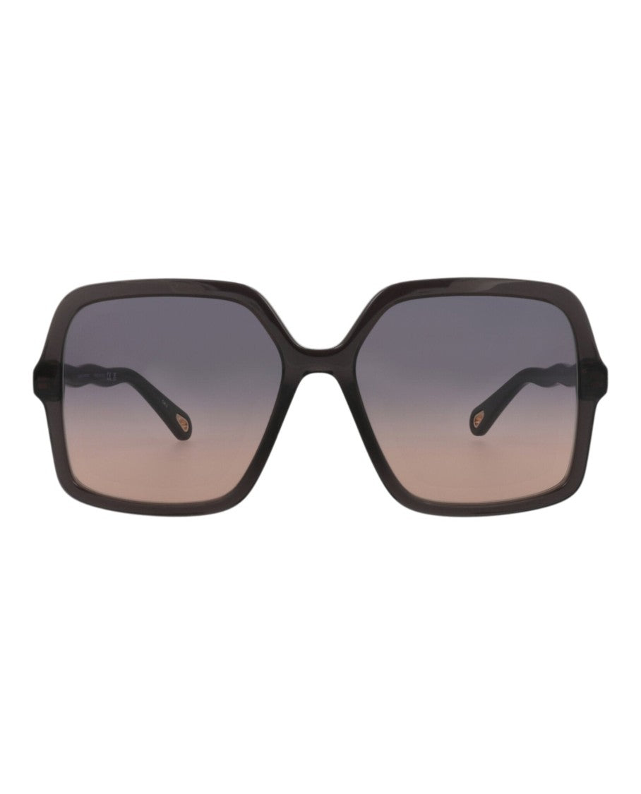 Chloé Square-Frame Bio Acetate Sunglasses With Wavy Temples And Gradient Lens