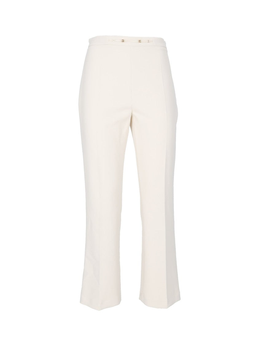 Elisabetta Franchi High-Waisted Cropped Pants With Flared Leg And Metallic Accents