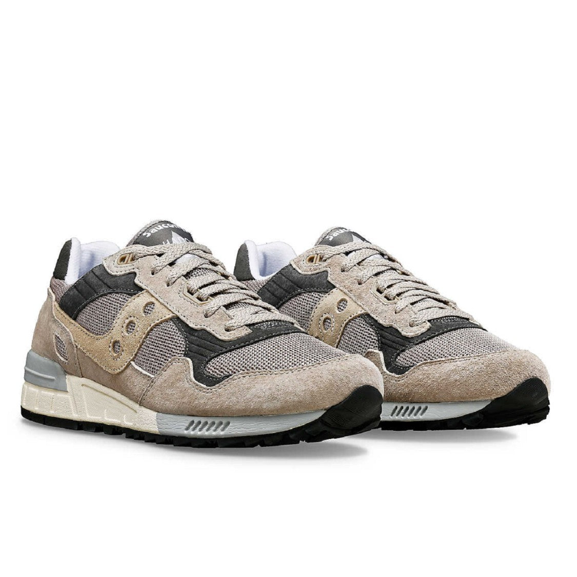 Saucony Beige Suede And Mesh Sneakers With Cushioned Sole