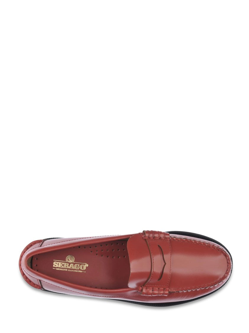 Sebago Classic Red Leather Slip-On Flat Shoes