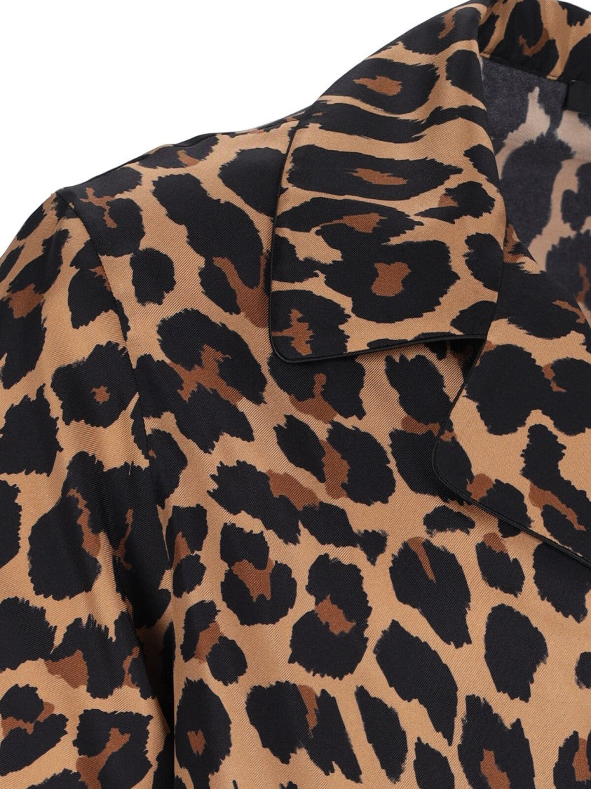 Balmain Animal Print Silk Shirt – Brown
