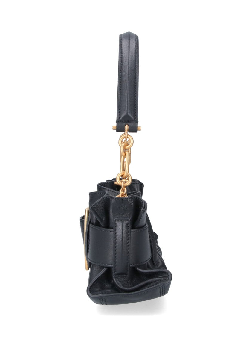 Balmain Black Anthem Mini Handbag Gold-Tone Buckle