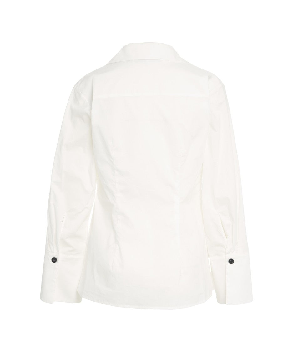 Second Female Wrap-Style White Blouse With Side Tie Detail