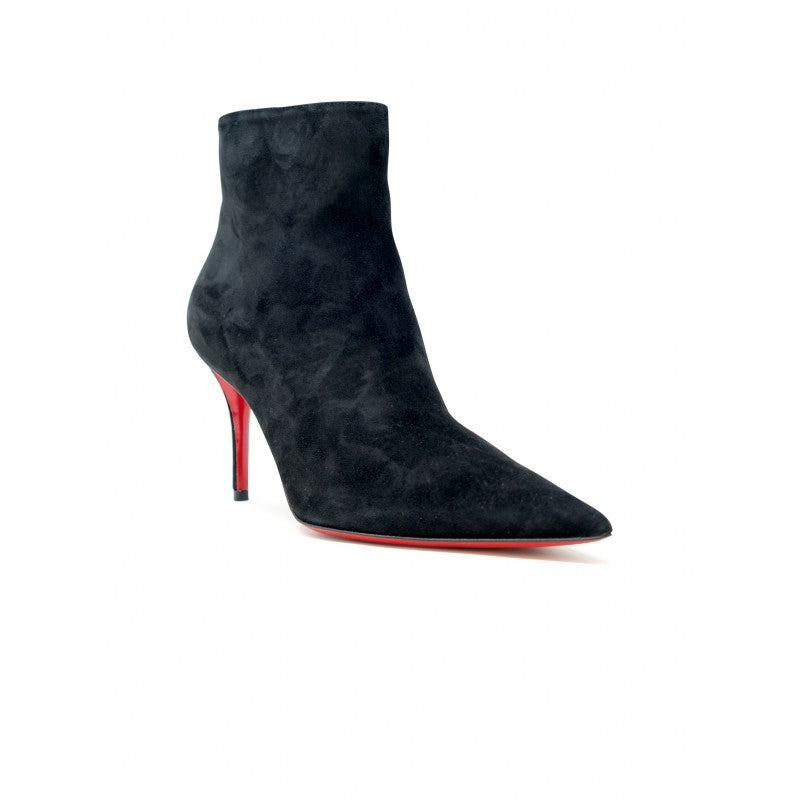 Christian Louboutin 3240745 Bk01 Black Suede Leather Apostropha 80 Bootie