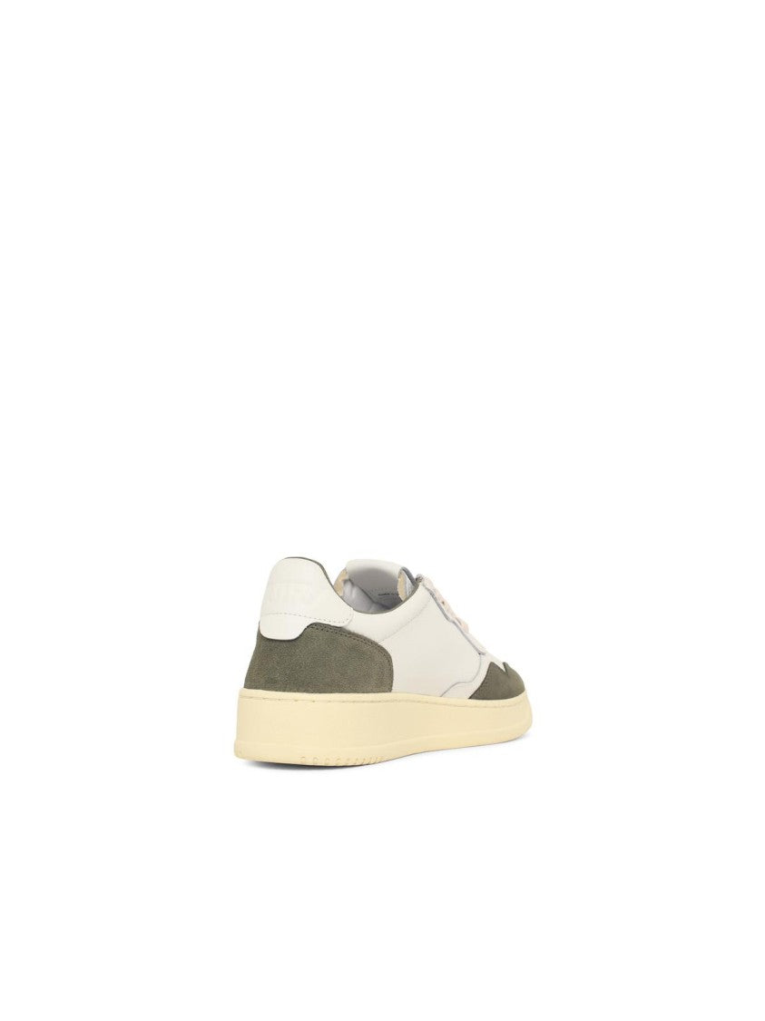 Autry 'Medalist Low' White And Green Leather Sneakers