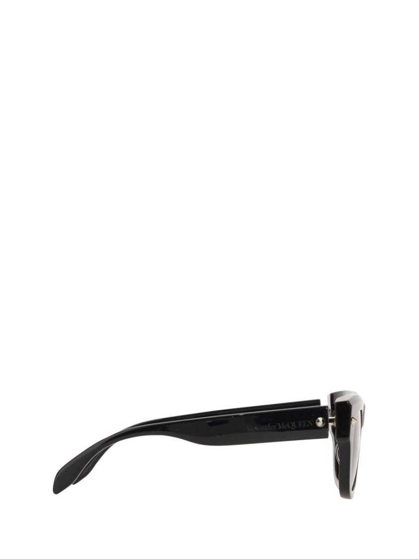 Alexander Mcqueen Angular Black Acetate Sunglasses With Glossy Finish