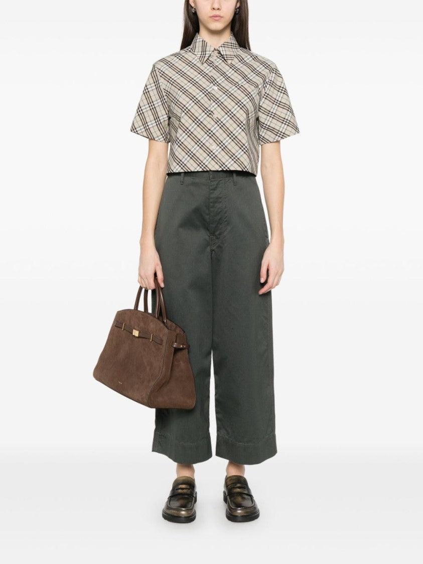 Burberry Checked Short-Sleeve Shirt With Embroidered Logo
