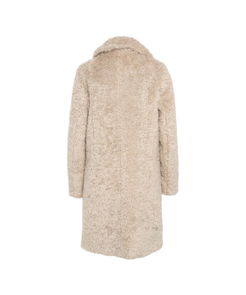Herno Knee-Length Faux Fur Coat With Classic Collar And Plush Texture