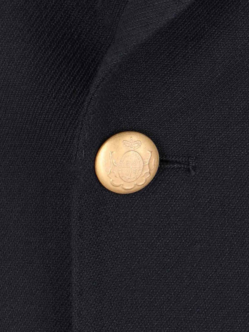 Lardini Blue Double-Breasted Wool-Blend Blazer