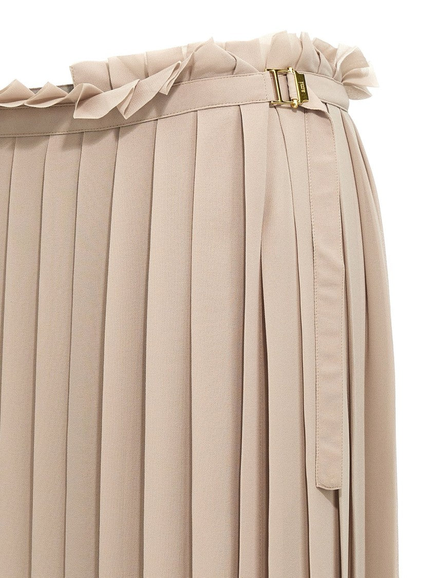 Ami Paris Long Pleated Skirt With Flowing Silhouette And Smooth Texture