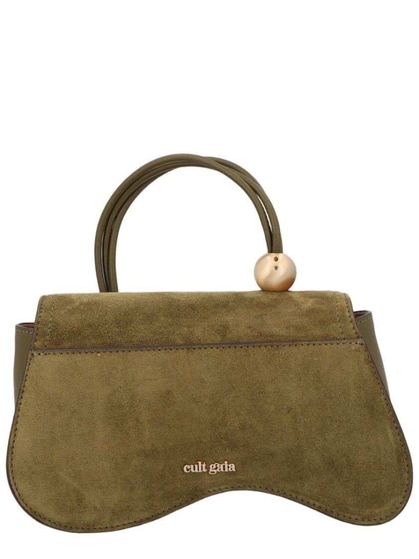 Cult Gaia Sculptural Brown Leather Shoulder Bag With Artistic Flap Design
