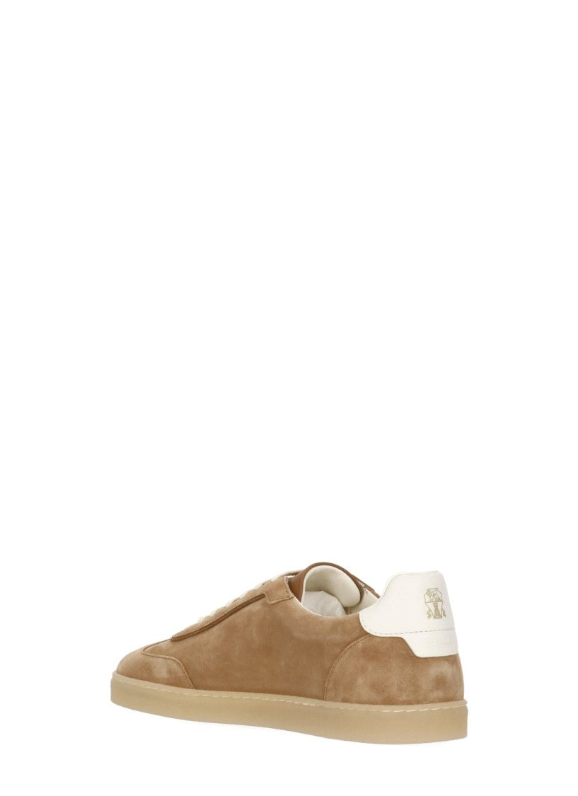 Brunello Cucinelli Beige Diamond Brass Suede Sneakers