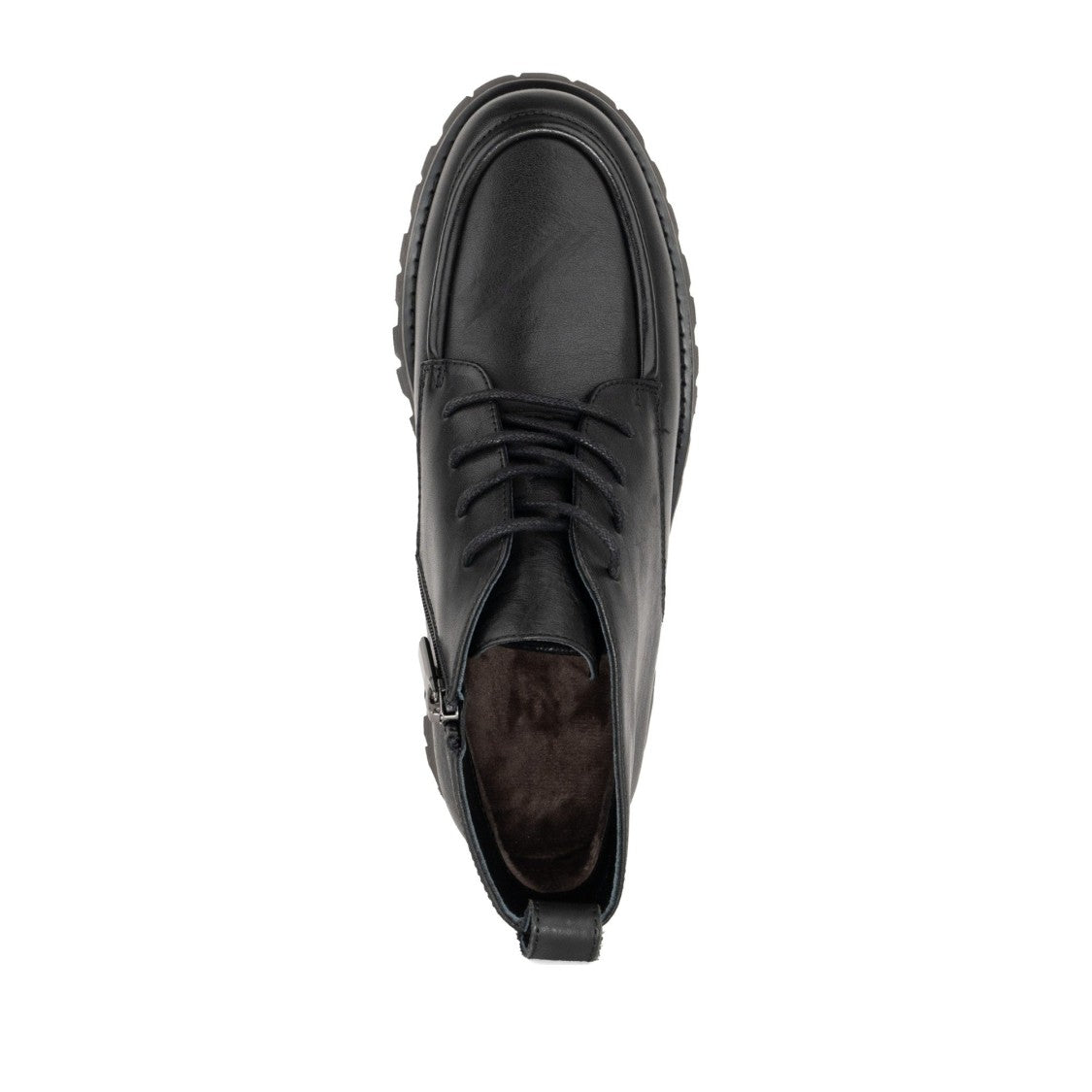 Sergio Moretti Black Chunky Sole Side Zipper Lace-Up Leather Boots