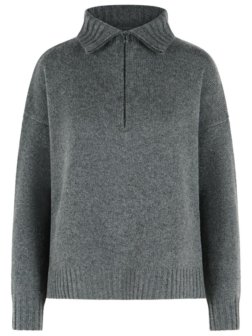 Max Mara 'Crasso' High Neck Sweater In Dark Grey Cashmere Yarn