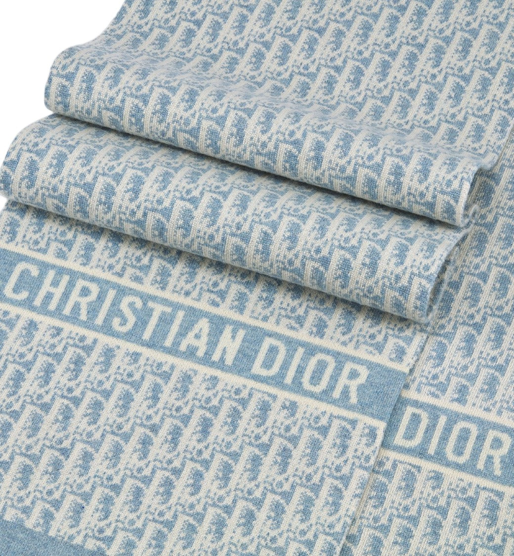 Christian Dior Long Cashmere Jacquard Pattern Scarf