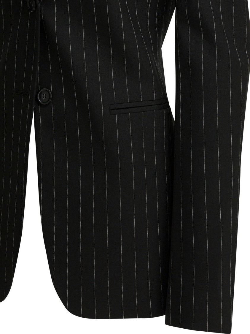 Max Mara Tailored Pinstripe Jacket With Notched Lapel And Structured Fit