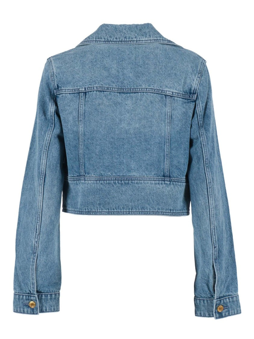 Michael Kors Cropped Denim Gold Hardware Jacket