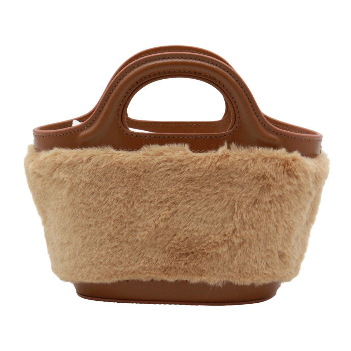 Marni Plush Beige Handbag With Structured Leather Accents