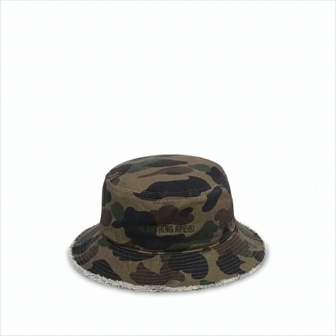 Bape Camouflage Bucket Hat With Frayed Edge Detail