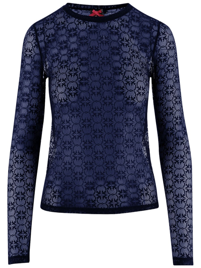 Pinko Delicate Lace Long-Sleeve Top With Fitted Silhouette