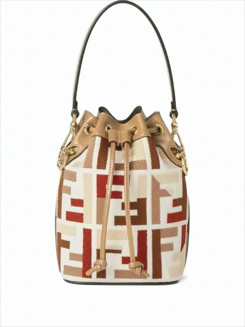 Fendi Bucket-Style Shoulder Bag With Geometric Pattern