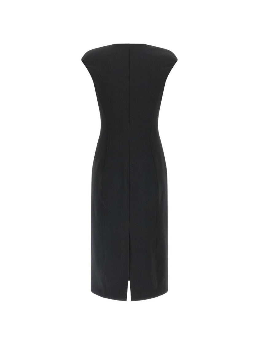 Elisabetta Franchi Fitted Black Dress With Structured Bodice