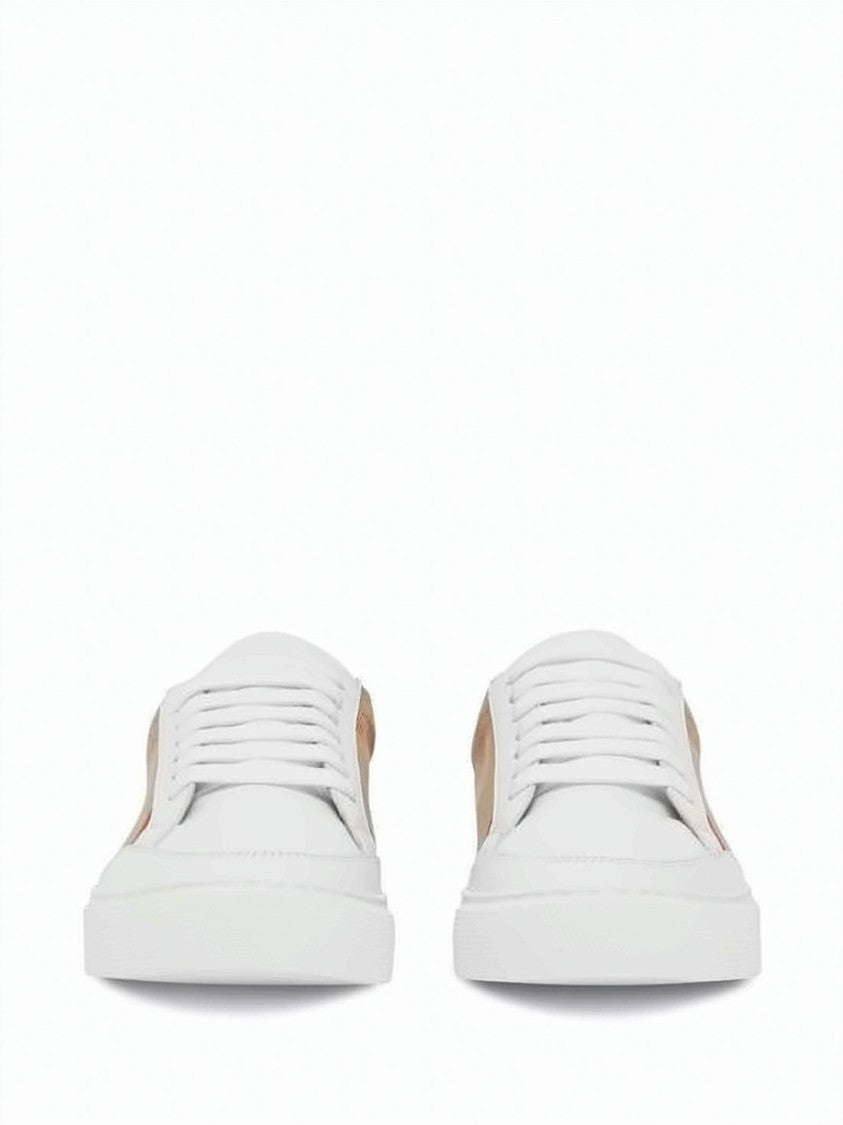 Burberry Classic Check Pattern Low-Top Sneakers With Leather Overlays