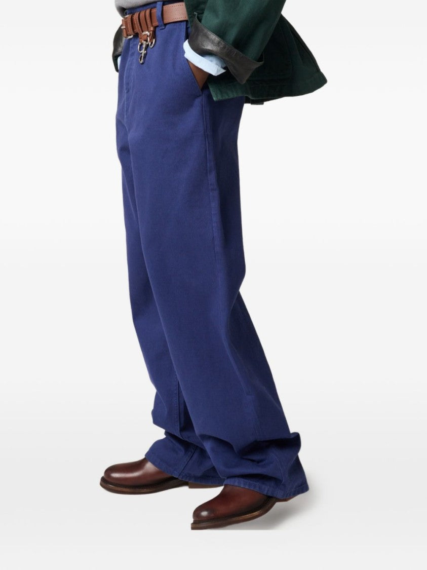 Miu Miu Grey Gabardine Garment-Dyed Straight Pants