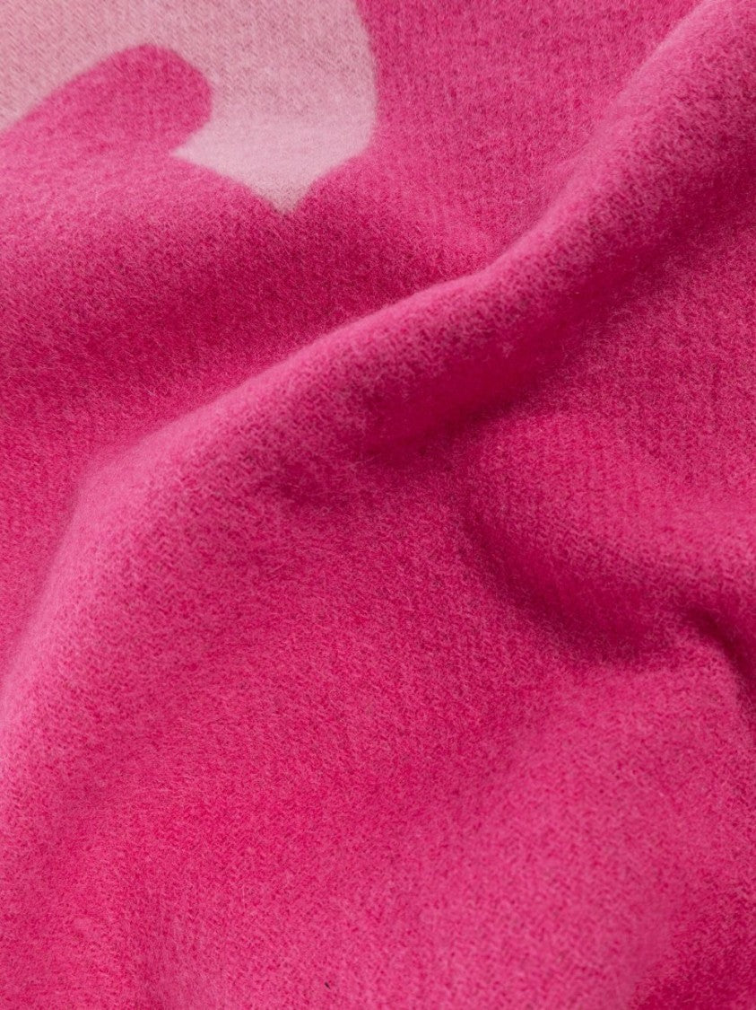 Jacquemus Pink Wool Jacquard Logo Fringed Scarf