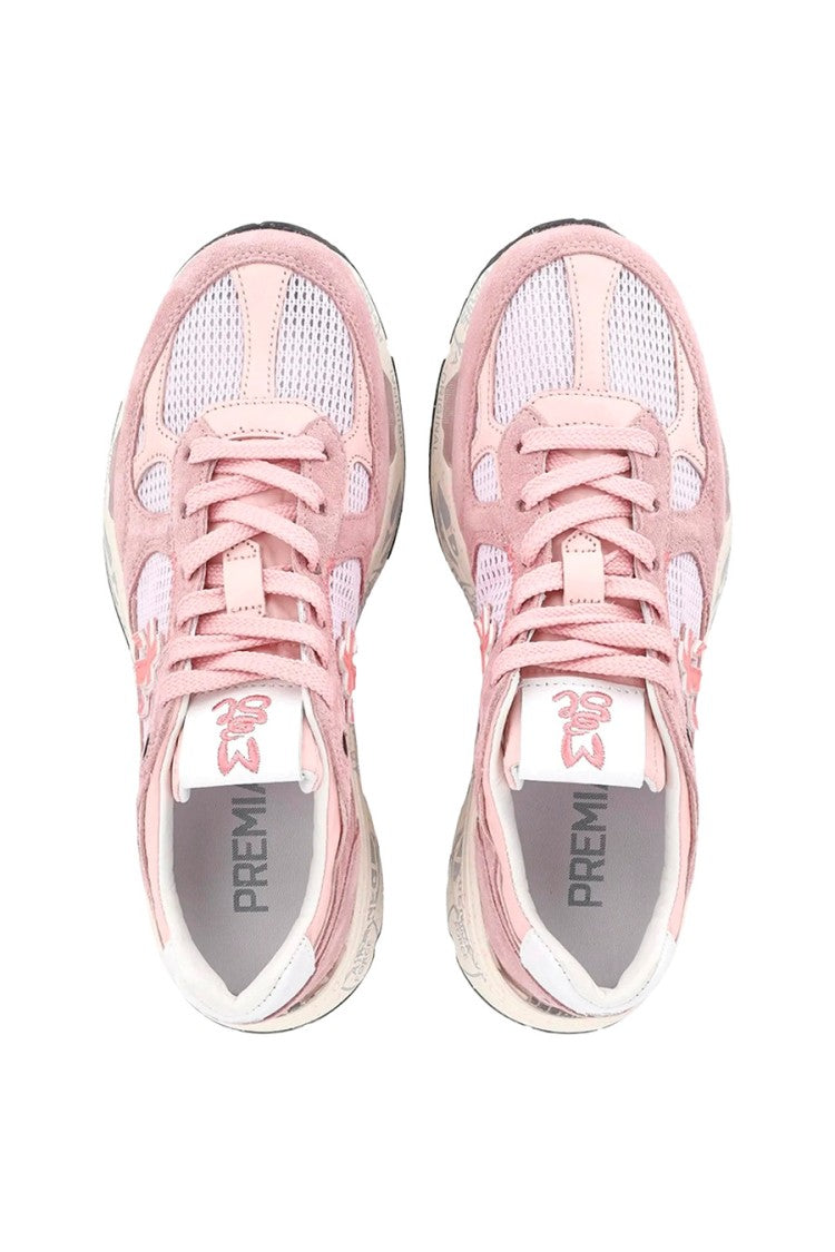 Premiata Pink Chunky-Sole Calfskin-Blend Sneakers