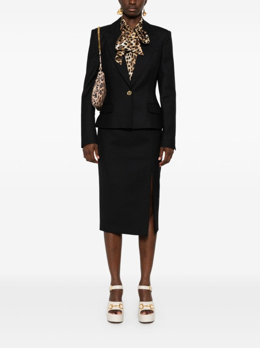 Moschino Structured Black Virgin Wool Gabardine Blazer