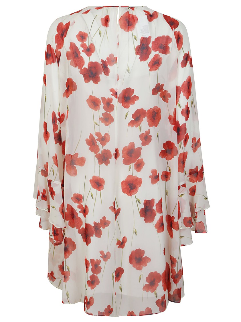 Max Mara Mini Silk Dress With Flared Sleeves