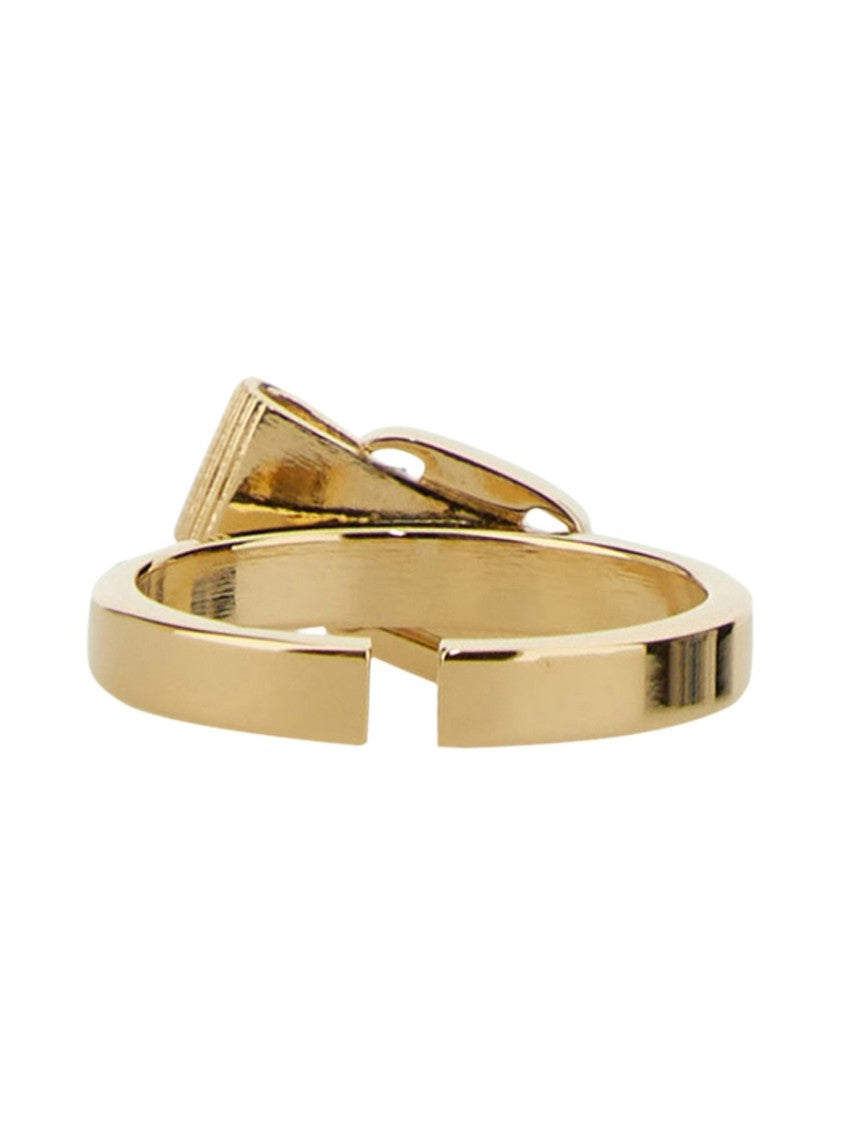 Ferragamo Gold-Tone Bow Design Ring With Polished Center