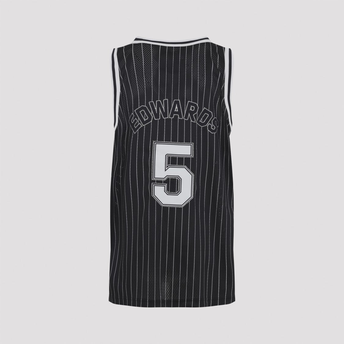 Y-3 Sleeveless Black Sports Jersey With White Pinstripes And Signature Graphic